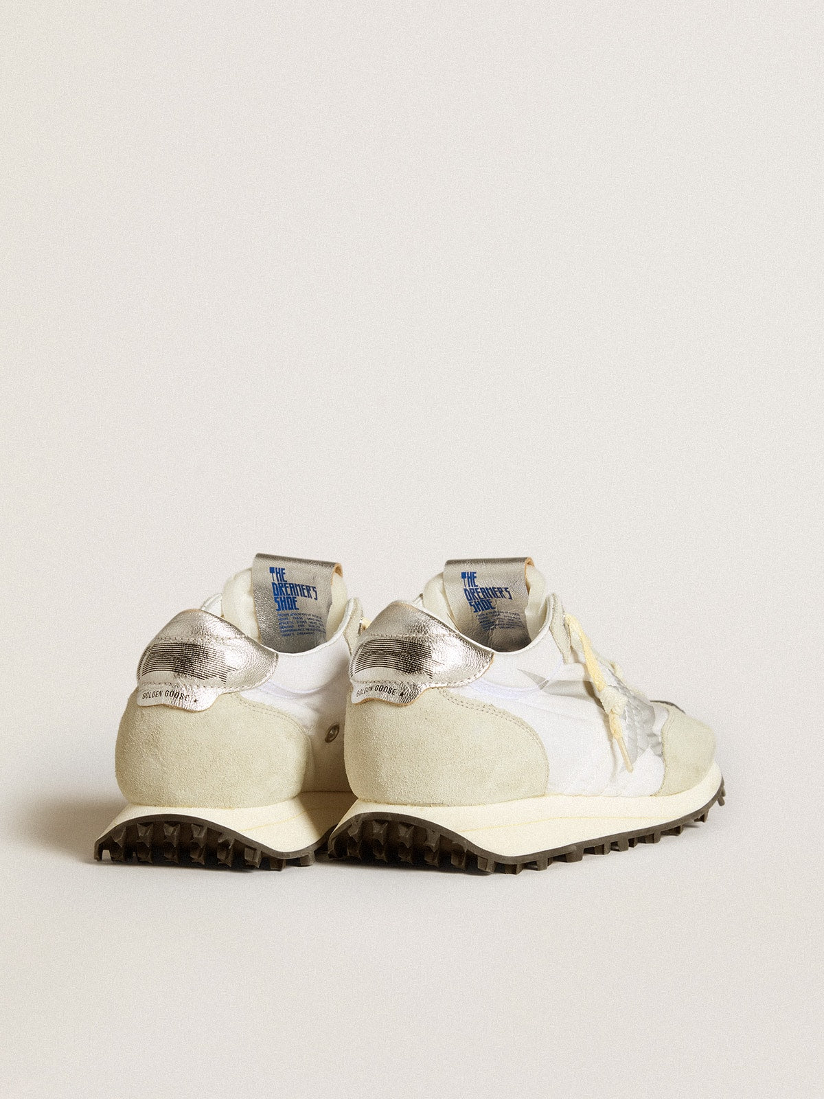 Golden Goose Women’s Marathon with white nylon upper and silver star
