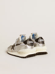 Golden Goose Women’s Marathon with silver ripstop nylon upper and black star