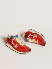 Golden Goose Women’s Marathon with red nylon upper and silver star