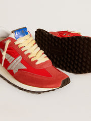 Golden Goose Women’s Marathon with red nylon upper and silver star