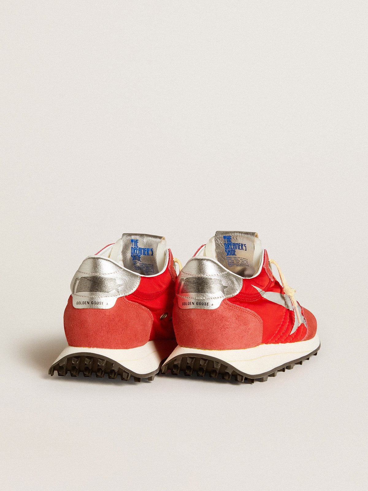 Golden Goose Women’s Marathon with red nylon upper and silver star