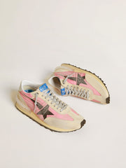 Golden Goose Women's Marathon in pink nylon and beige suede with black printed star
