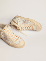 Golden Goose Women's Mid Star with star in light gray suede and gold flash