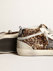 Golden Goose Women's Mid Star in leopard print pony skin with black star