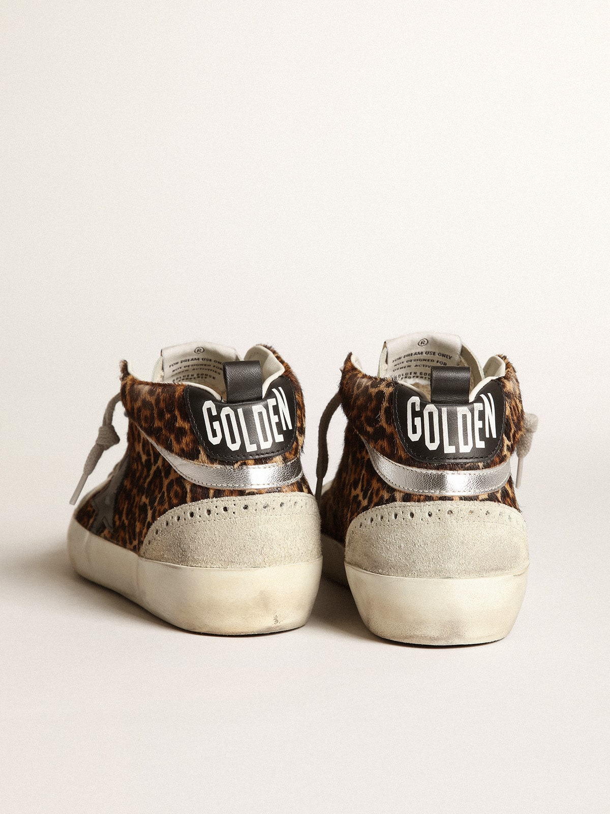 Golden Goose Women's Mid Star in leopard print pony skin with black star