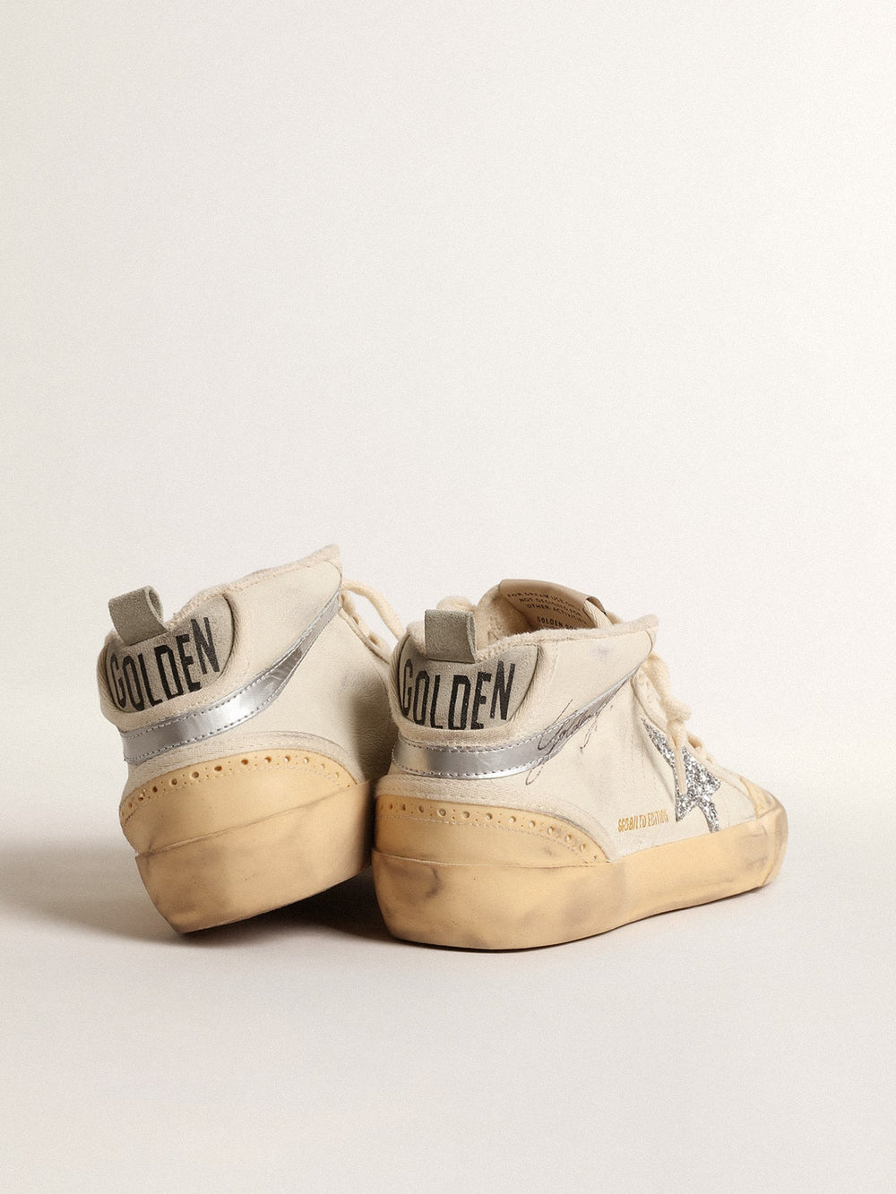 Golden Goose Mid Star  with glitter star and metallic leather flash