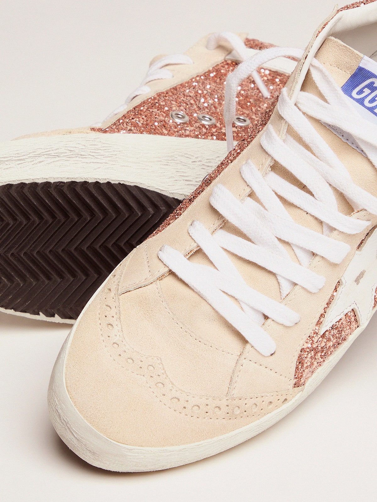Golden Goose Women's Mid Star with pink glitter