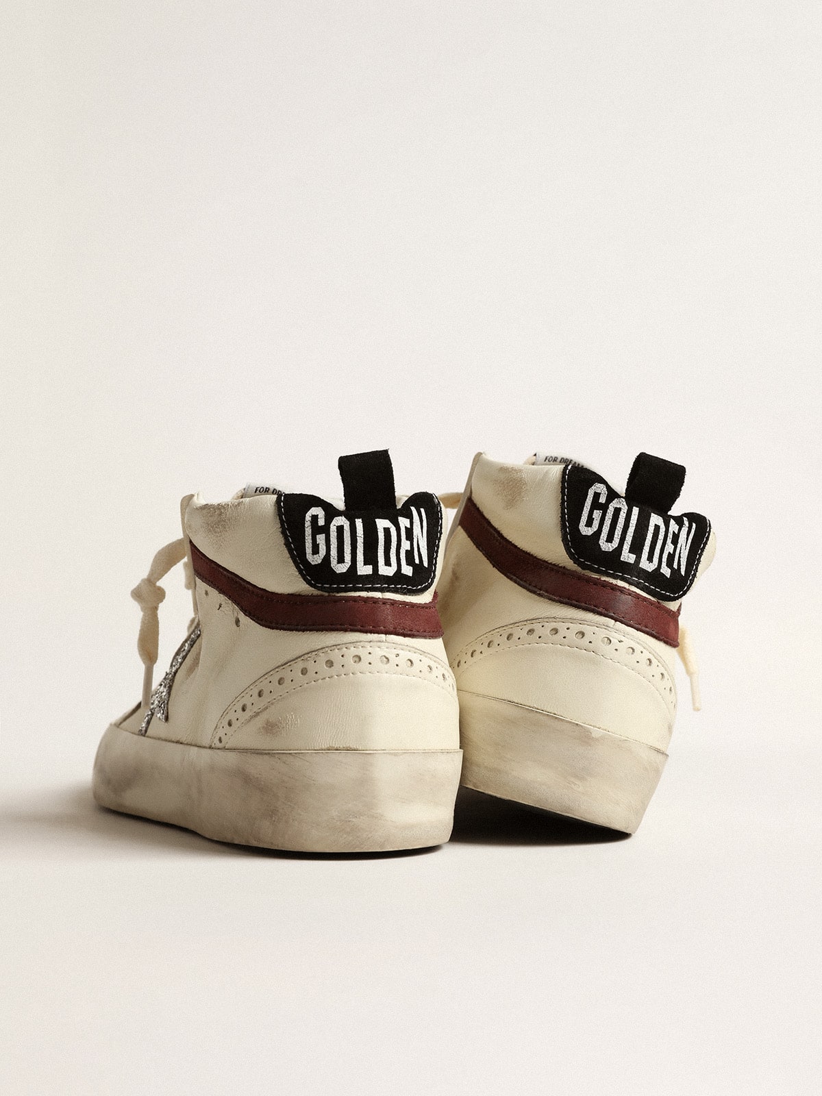 Golden Goose Mid Star LTD in white nappa leather with silver glitter star