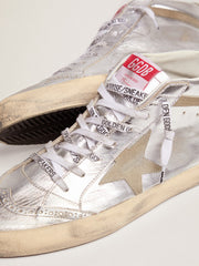 Golden Goose Women's Mid Star in silver laminated leather with dove gray star