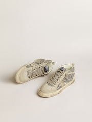 Golden Goose Mid Star in silver glitter with ice-gray suede star and flash