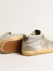 Golden Goose Women’s Mid Star in white and dove-gray suede with Swarovski crystals