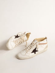 Golden Goose Mid Star  in nappa with glitter star and nude leather flash