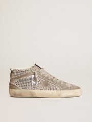 Golden Goose Mid Star in silver suede with Swarovski crystals and suede star