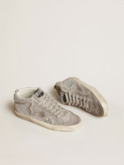 Golden Goose Mid Star in silver suede with Swarovski crystals and suede star