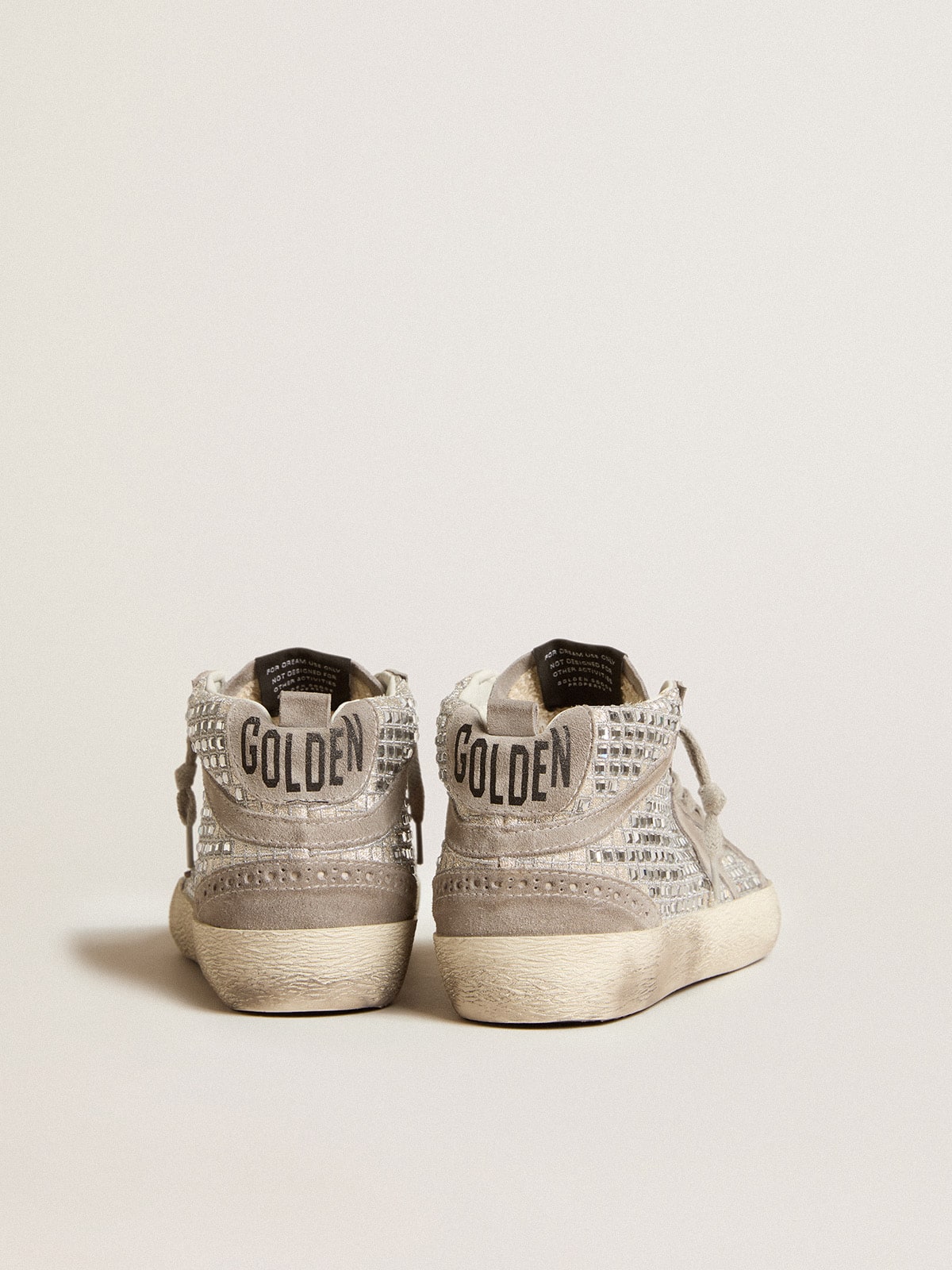 Golden Goose Mid Star in silver suede with Swarovski crystals and suede star