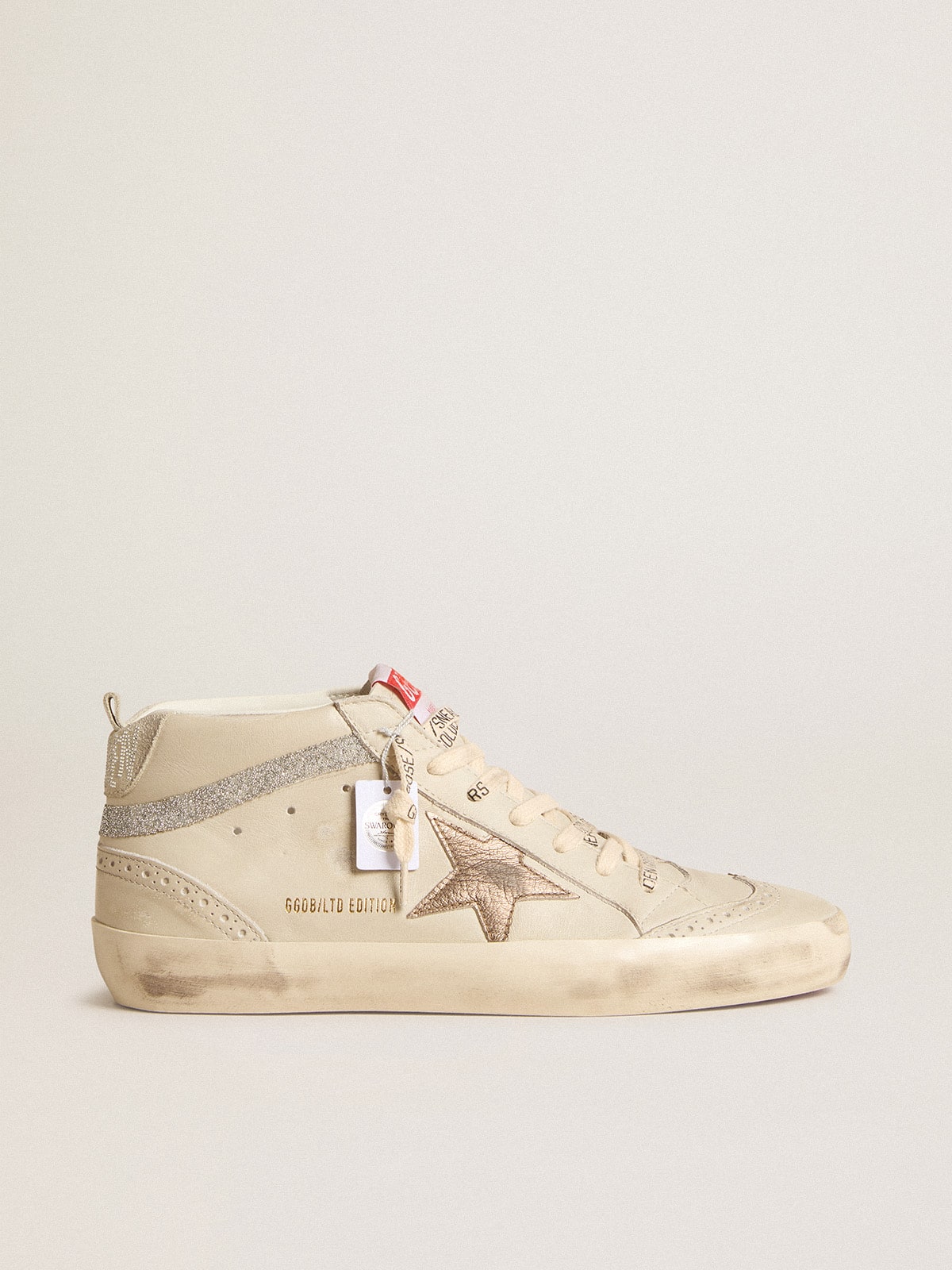 Golden Goose Women's Mid Star LTD with bronze leather star and Swarovski crystal flash