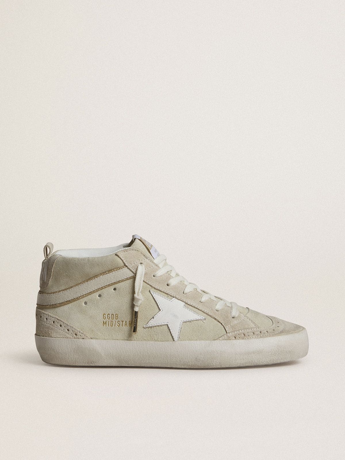 Golden Goose Mid Star in light gray suede with white leather star