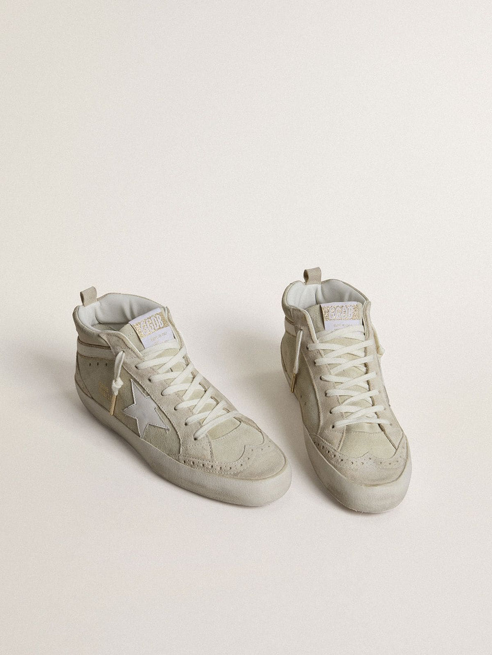 Golden Goose Mid Star in light gray suede with white leather star