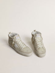 Golden Goose Mid Star in light gray suede with white leather star