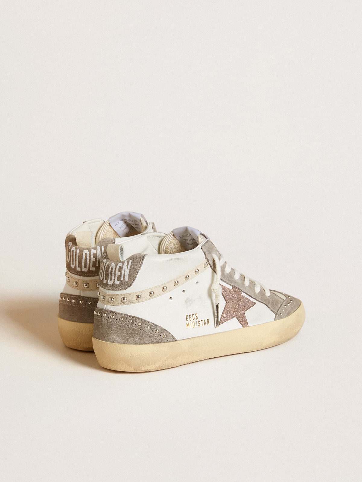 Golden Goose Women's Mid Star in nappa and suede with light brown metallic leather star