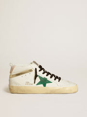 Golden Goose Women's Bio-based Mid Star with green suede star and pink suede heel tab