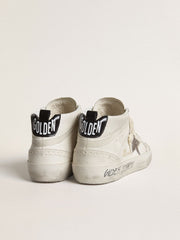 Golden Goose Women's Mid Star with silver glitter star and black laminated heel tab