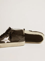 Golden Goose Women’s Mid Star in black leather with silver metallic leather star