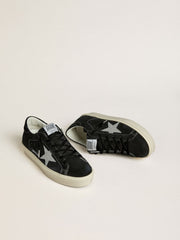 Golden Goose Women's Hi Star in black suede with silver Swarovski crystal star