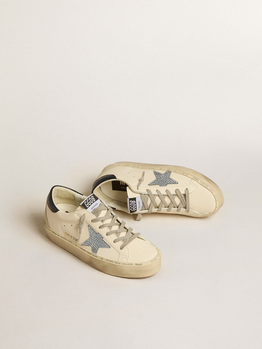 Golden Goose Hi Star in nappa with Swarovski crystal star and dark blue leather heel tab