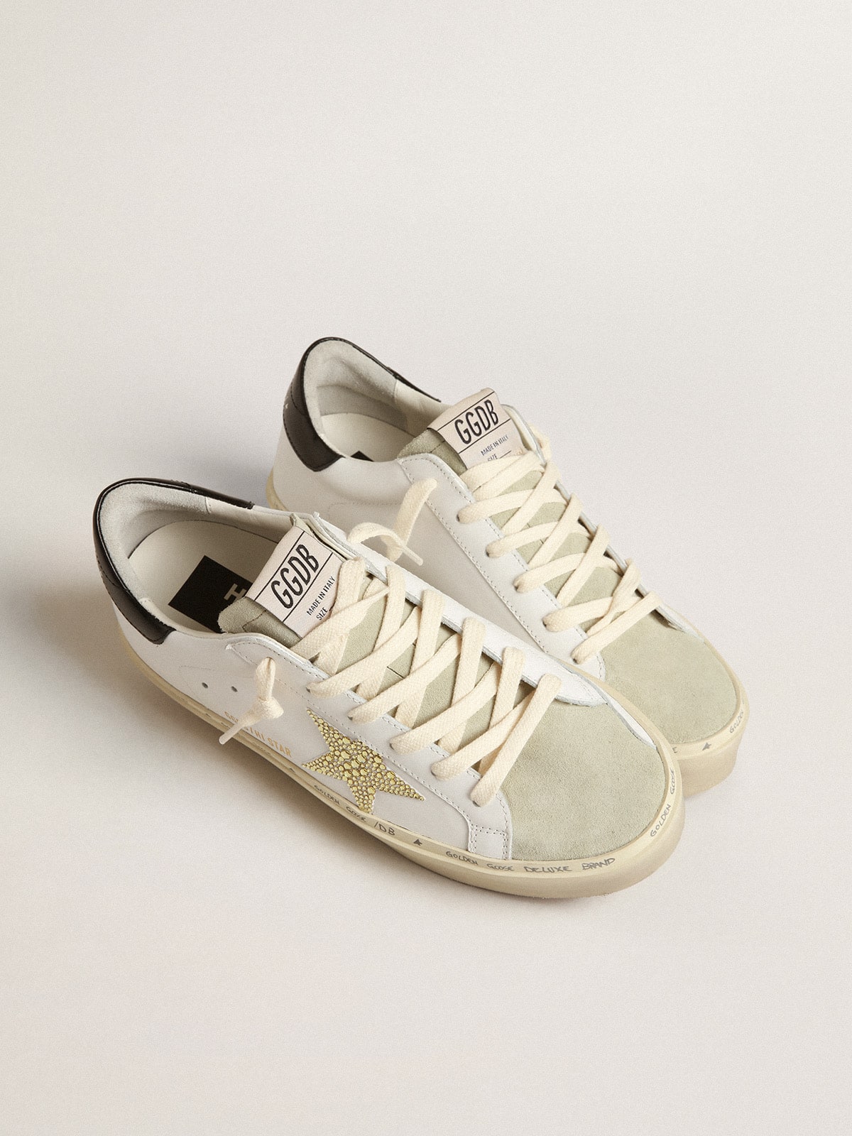 Golden Goose Hi Star with Swarovski crystal star and black heel tab