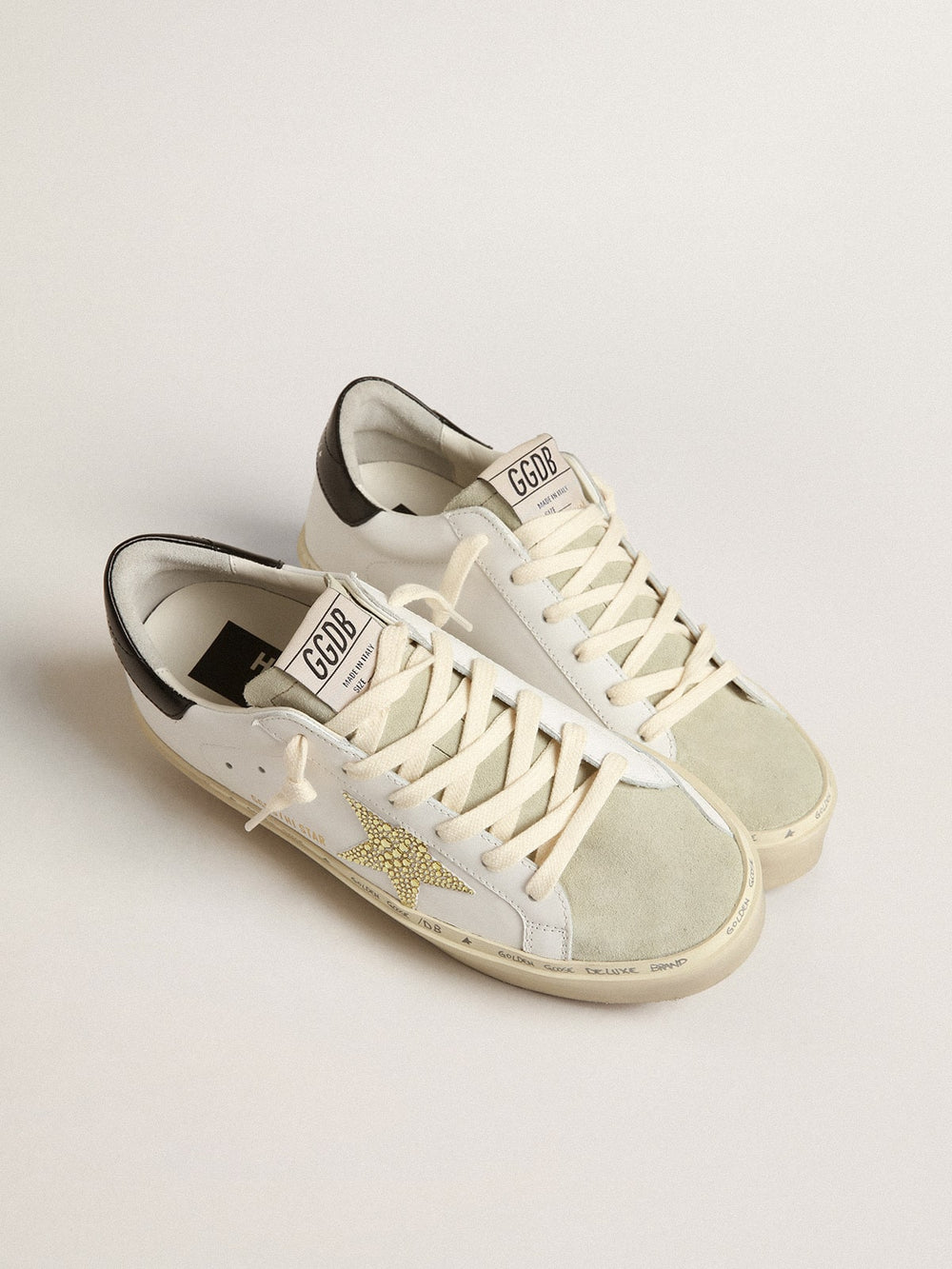 Golden Goose Hi Star with Swarovski crystal star and black heel tab