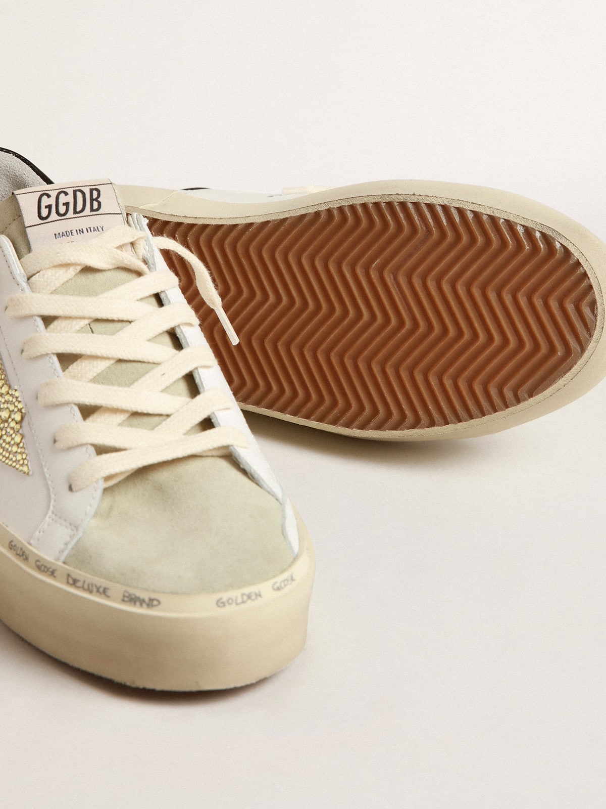Golden Goose Hi Star with Swarovski crystal star and black heel tab