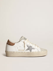 Golden Goose Women’s Hi Star with silver glitter star and dove-gray nubuck heel tab
