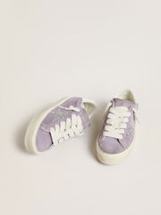 Golden Goose Women's Hi Star in purple suede with silver glitter star