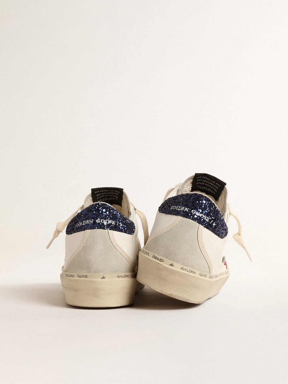 Golden Goose Hi Star with fuchsia leather star and blue glitter heel tab
