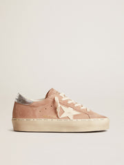 Golden Goose Women's Hi Star in pink suede with cream star and silver leather heel tab
