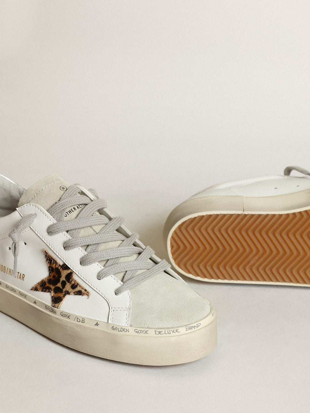 Golden Goose Women's Hi Star with star in leopard print pony skin and silver heel