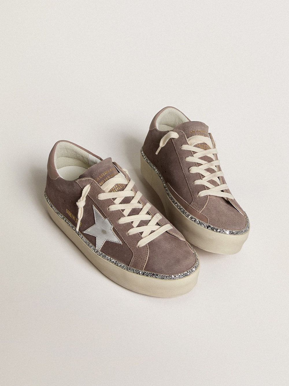 Golden Goose Women's Hi Star in suede with silver leather star and leather heel tab