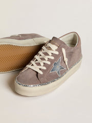 Golden Goose Women's Hi Star in suede with silver leather star and leather heel tab