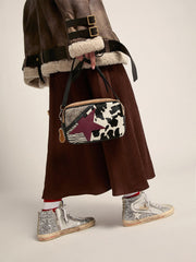 Golden Goose Women's Slide with laminated leather upper and silver glitter