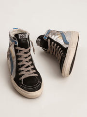 Golden Goose Slide in silver metallic leather with white leather star