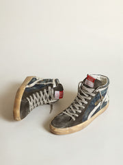 Golden Goose Slide in midnight-blue denim with white leather star