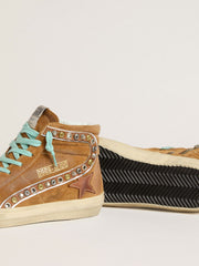 Golden Goose Women's Slide in ocher-colored suede with tobacco-colored leather star