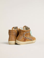 Golden Goose Women's Slide in ocher-colored suede with tobacco-colored leather star