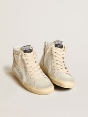 Golden Goose Slide with nude leather star and suede and Swarovski crystal flash