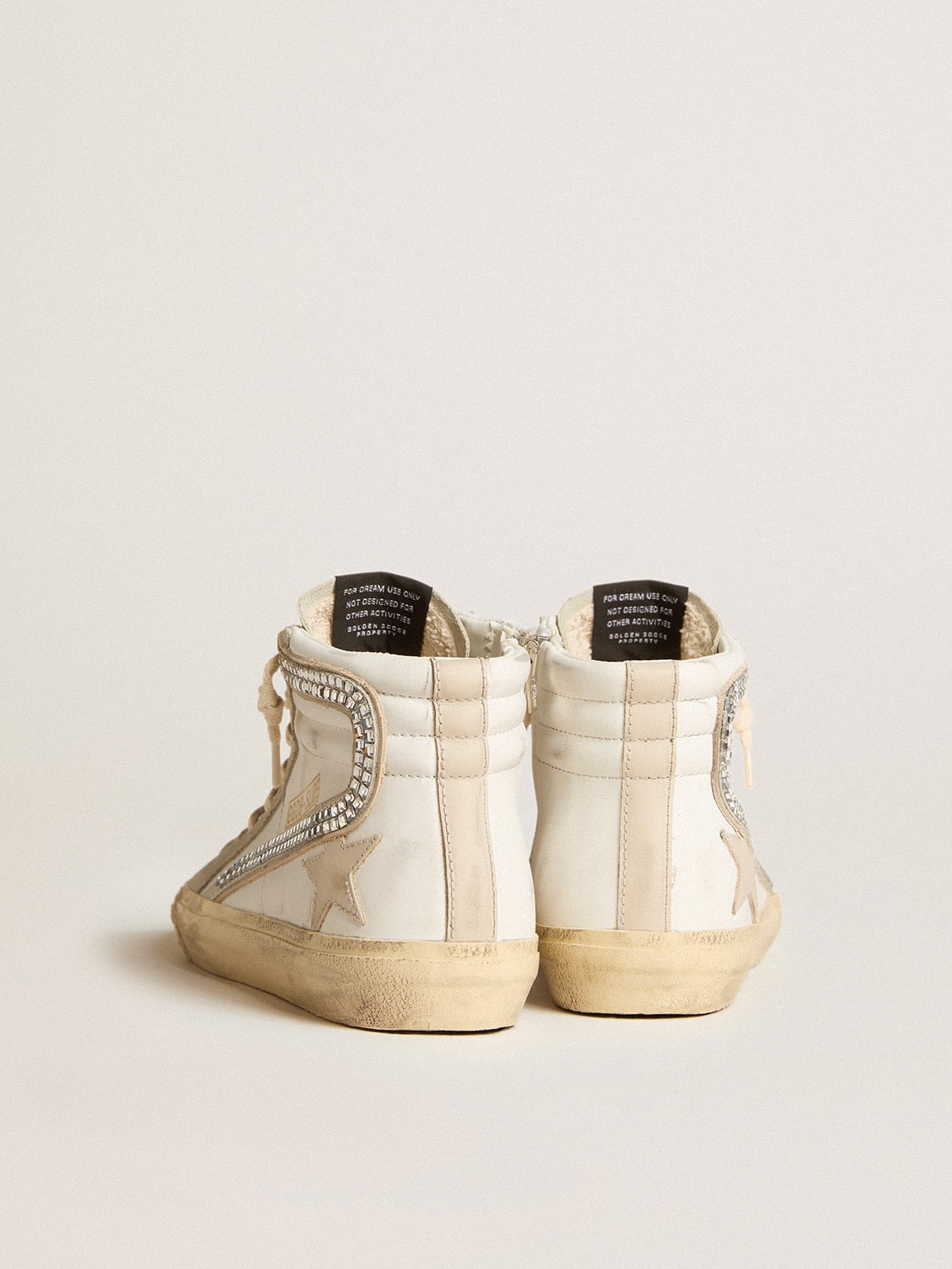 Golden Goose Slide with nude leather star and suede and Swarovski crystal flash