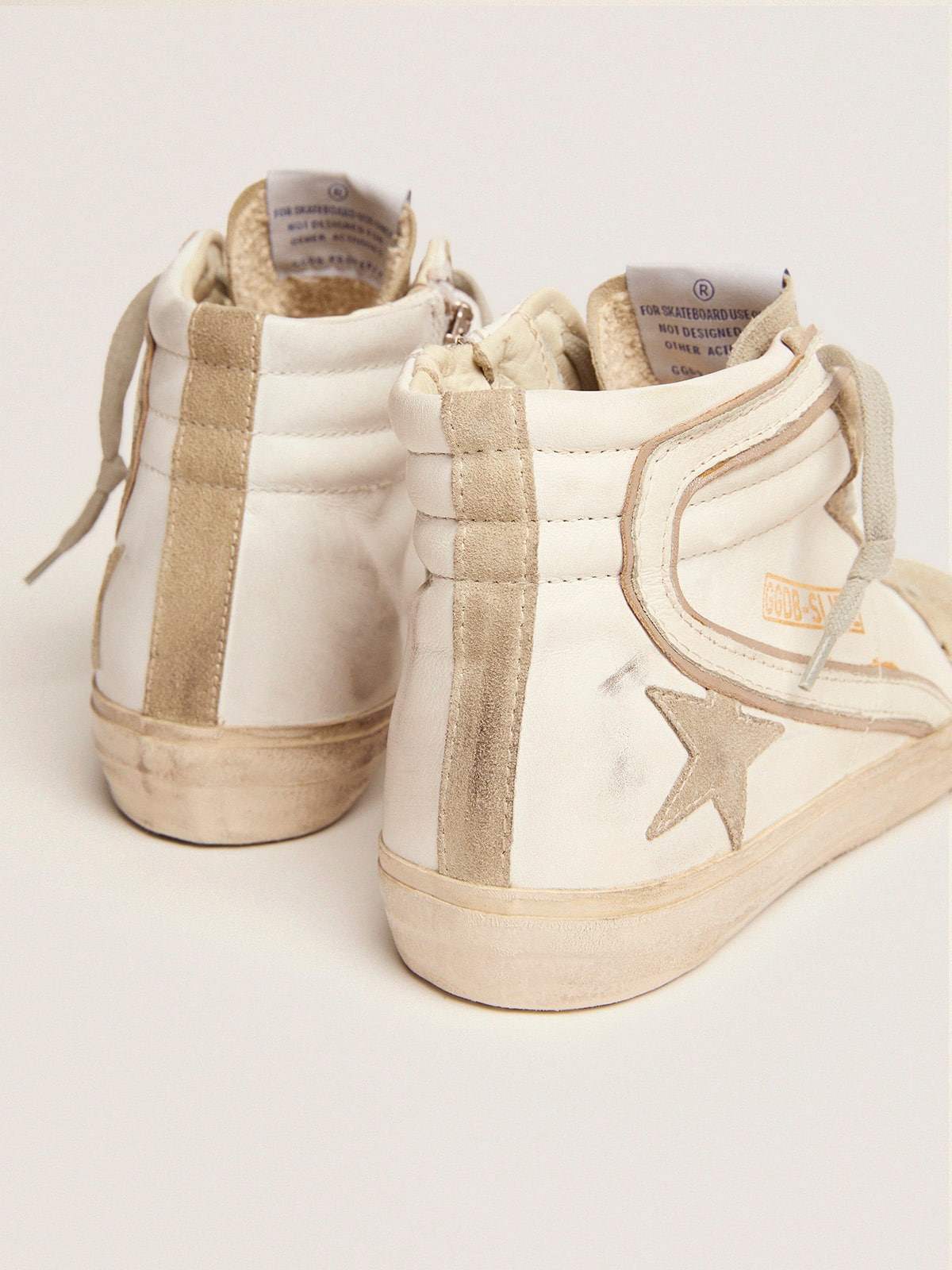 Golden Goose Women's Slide with ice-gray suede star and white flash