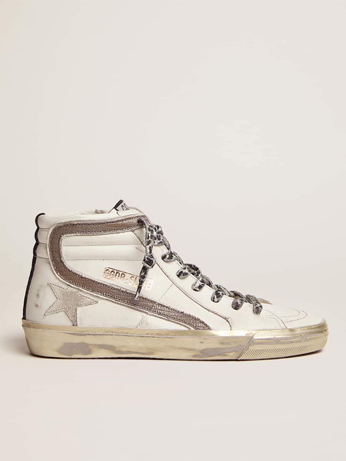 Golden Goose Women's Slide with star in white suede and leather flash