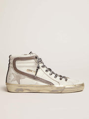 Golden Goose Women's Slide with star in white suede and leather flash