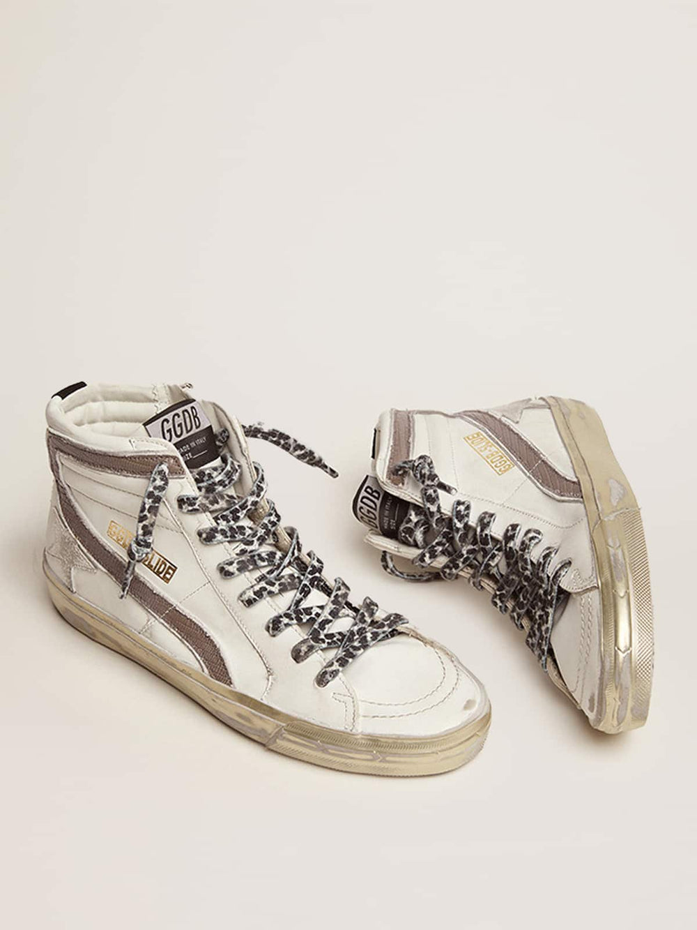 Golden Goose Women's Slide with star in white suede and leather flash